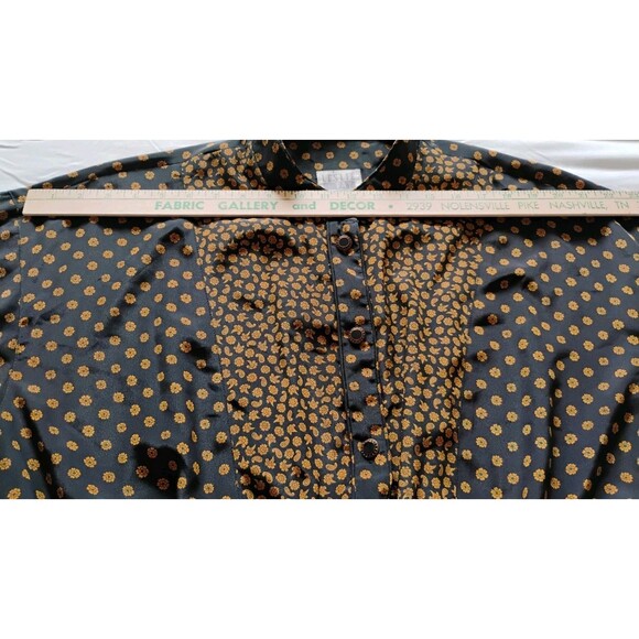 Vtg 80s Leslie Fay Midi Dress Women's Black Brown Paisley Tie Front Secretary 14 - Picture 9 of 15
